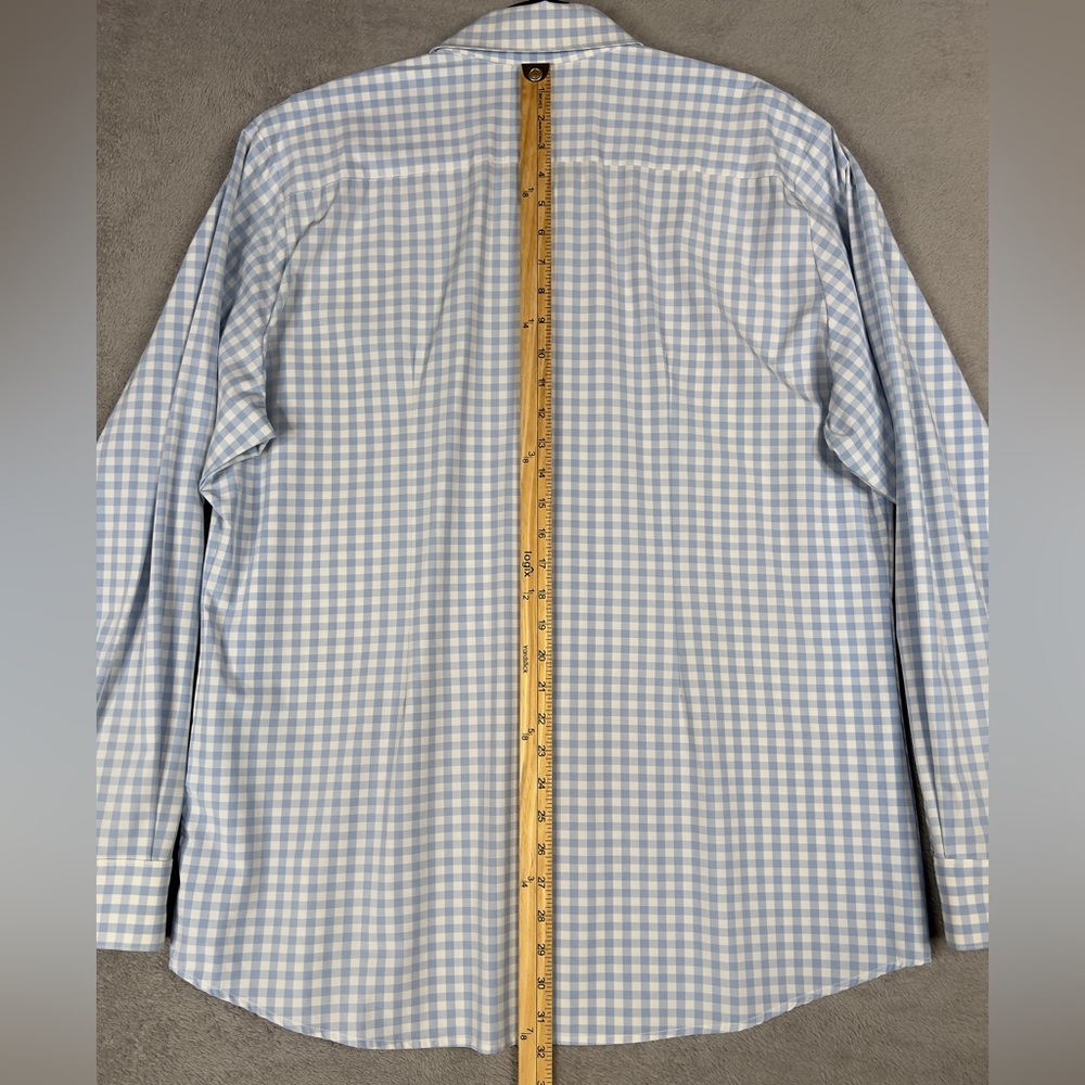 Mizzen+Main Leeward Button Up Shirt‎ Men's 2XL Trim Fit Light Blue Gingham Check - Picture 11 of 11